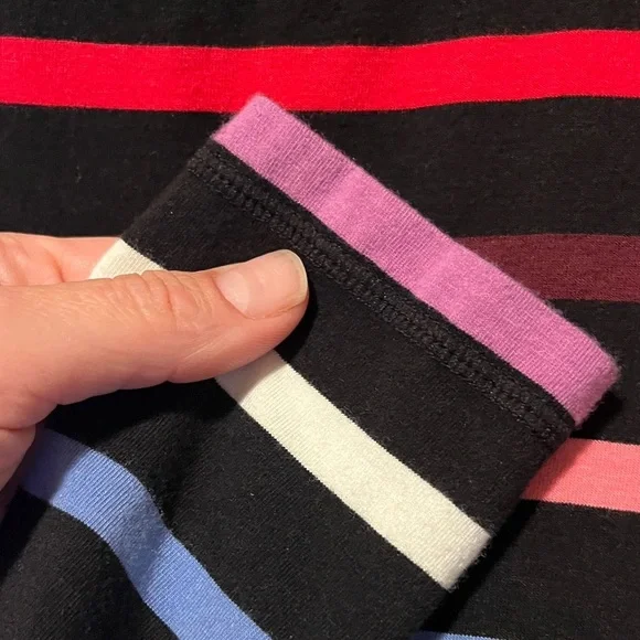 Talbots Black Multicolor Striped Long Sleeve Top - Picture 7 of 14